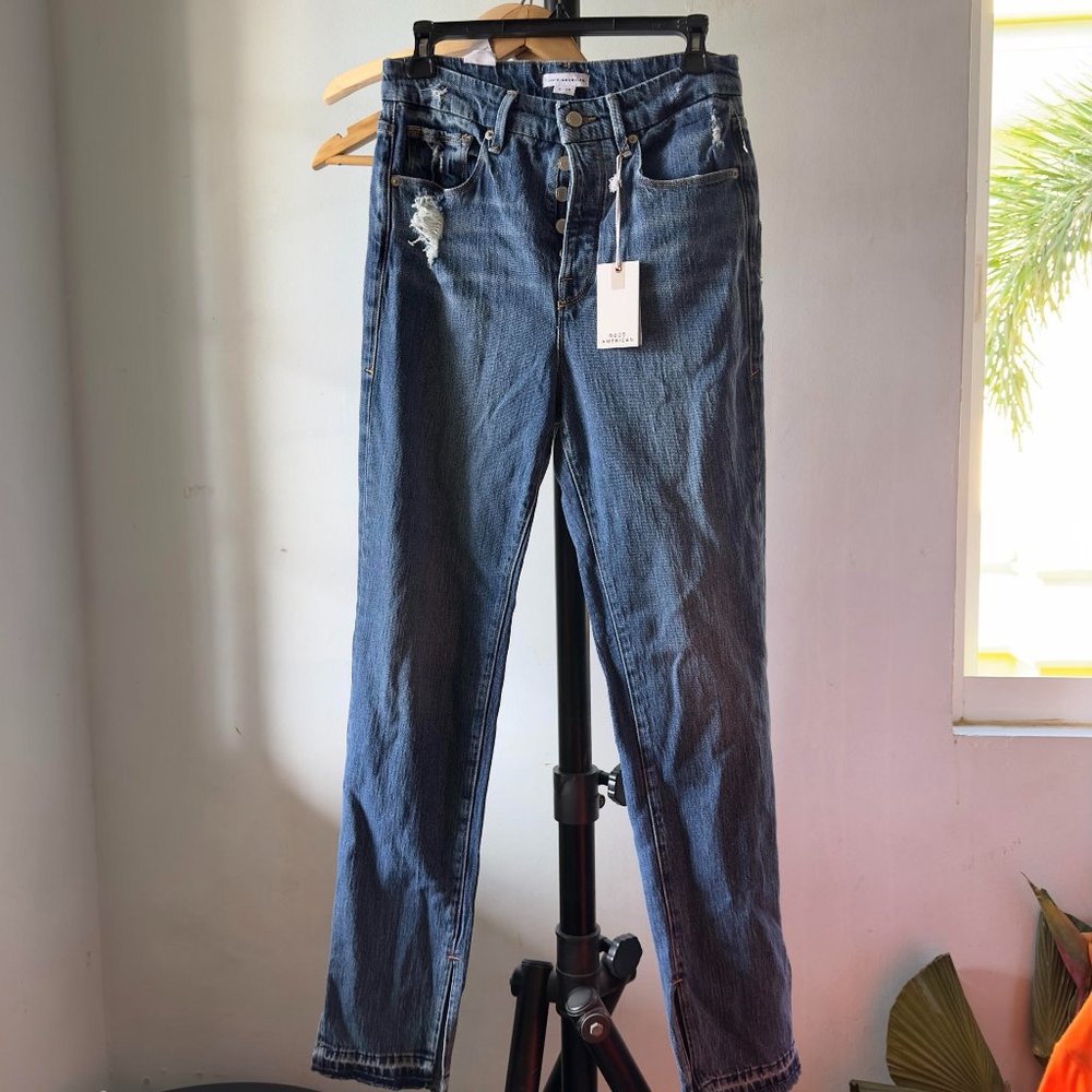 NWT $185 GOOD AMERICAN GOOD BOY DOUBLE SLIT WOMENS JEANS 25,27 BUTTON FLY